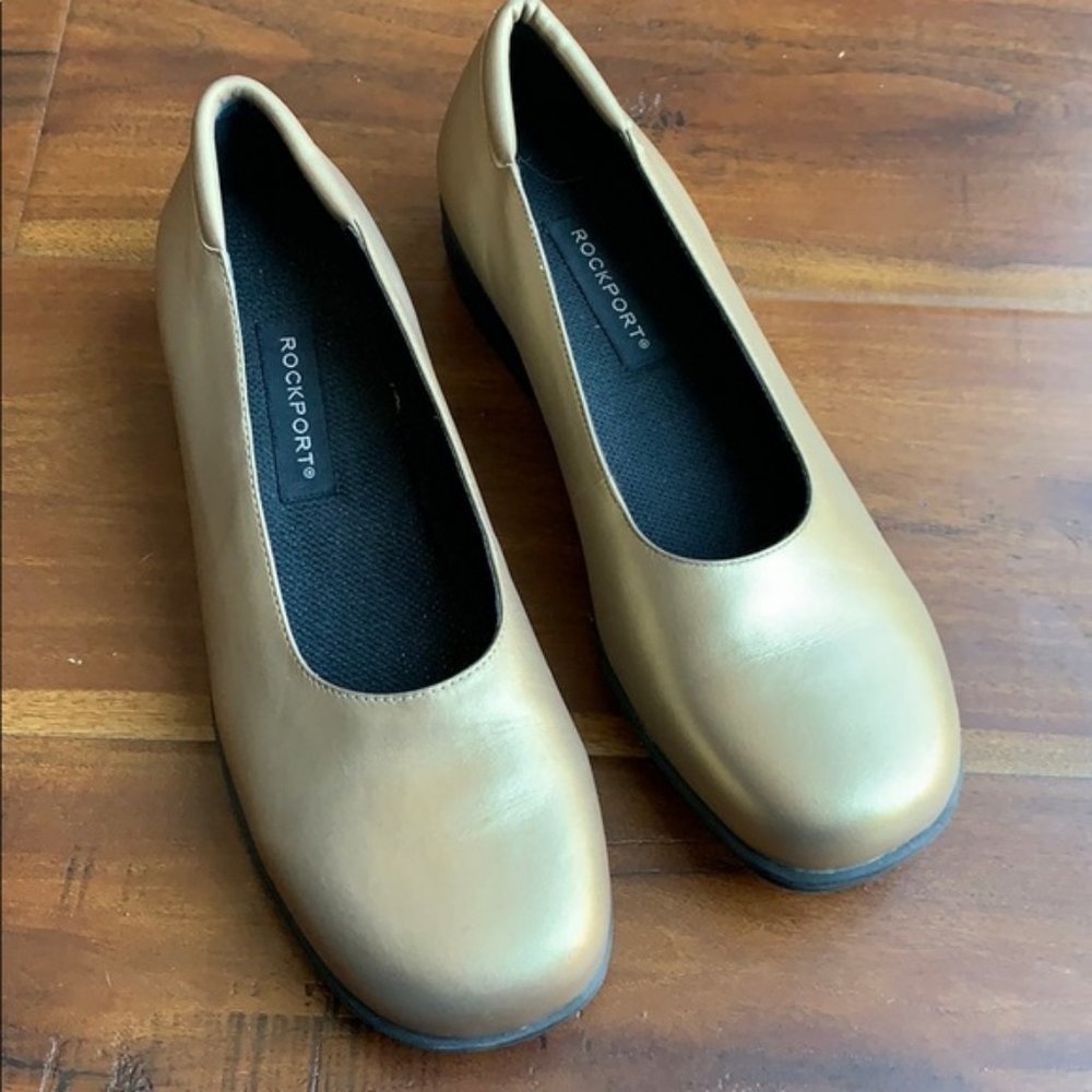 Rockport Koi Metallic Gold Flats Loafers Shoes